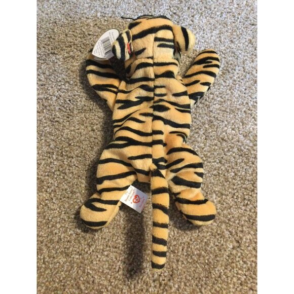 VINTAGE * TY BeanieBaby Plush - 1995 STRIPES Tiger - Picture 4 of 9